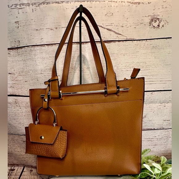 NWT LaTerre Large Brown Caramel Cognac Tan Tote, Shoulderbag, Workbag, Schoolbag - Picture 5 of 8